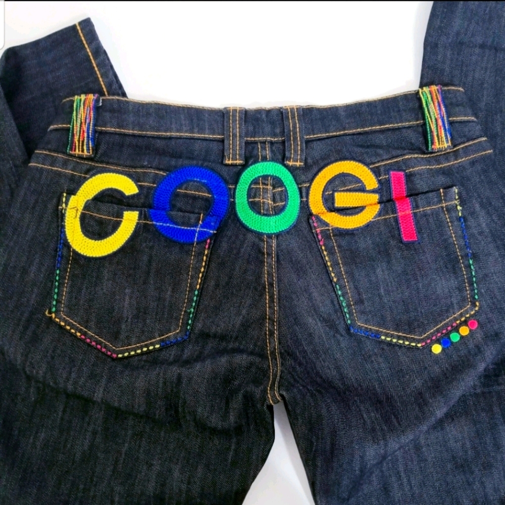 COOGI Embroidered Low rise Black Jeans Women  7/8
